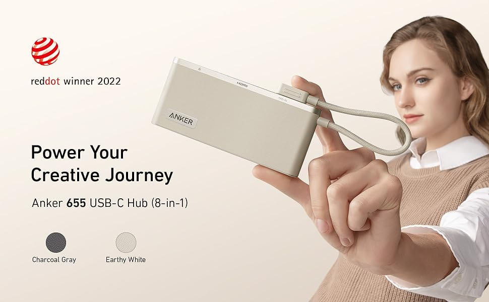 Hub USB-C 8 trong 1 Hỗ Trợ HDMI-4K-Lan-1Gbps-microSDSD-Card-Reader-Audio-3.5mm-PD-100W-Anker-655-A8382
