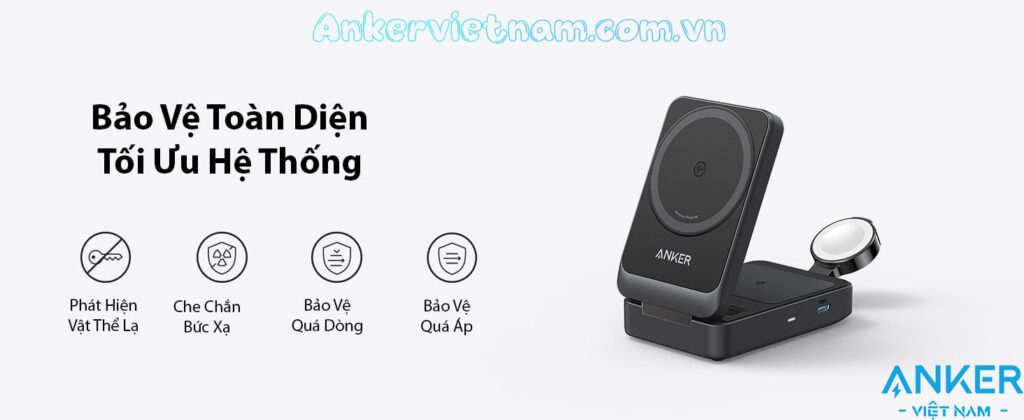 Bộ Sạc Không Dây MagGo Qi2.0 3 Trong 1 Từ Tính 15W Anker B2557