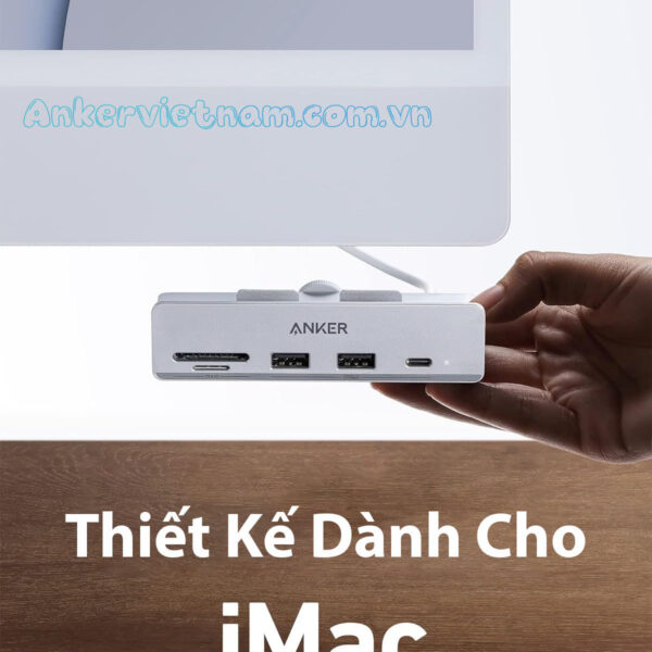 Hub USB-C cho iMac Hỗ Trợ USB + USB Type C tốc độ 10Gbps + Đầu đọc thẻ nhớ SD/TF Anker A535-A8353