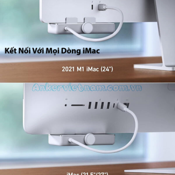Hub USB-C cho iMac Hỗ Trợ USB + USB Type C tốc độ 10Gbps + Đầu đọc thẻ nhớ SD/TF Anker A535-A8353