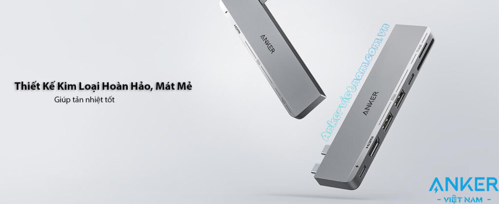 Hub USB-C Anker 547 Gắn Cho Macbook Hỗ Trợ HDMI 4K@60Hz +2*USB+1+USB-C + SD/TF + PD100W-A8354