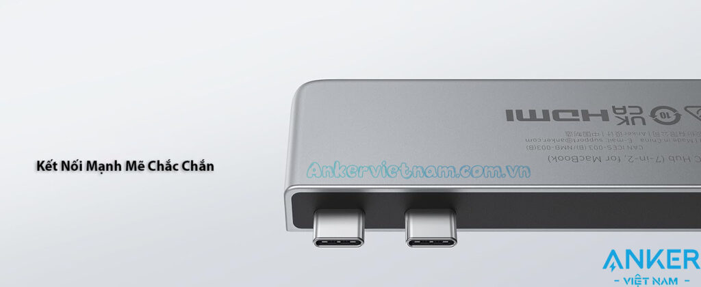 Hub USB-C Anker 547 Gắn Cho Macbook Hỗ Trợ HDMI 4K@60Hz +2*USB+1+USB-C + SD/TF + PD100W-A8354