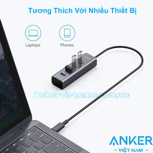 Bộ Chia Cổng USB Type C Sang 4 Cổng USB 3.0 Tốc Độ 5Gbps Anker A8305