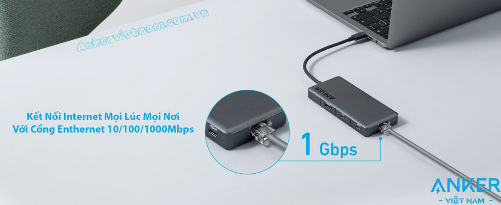 Hub USB-C 7-in-1 Sang HDMI + USB+ USB-C+SD/TF+RJ45+PD100W Anker 341 A8348