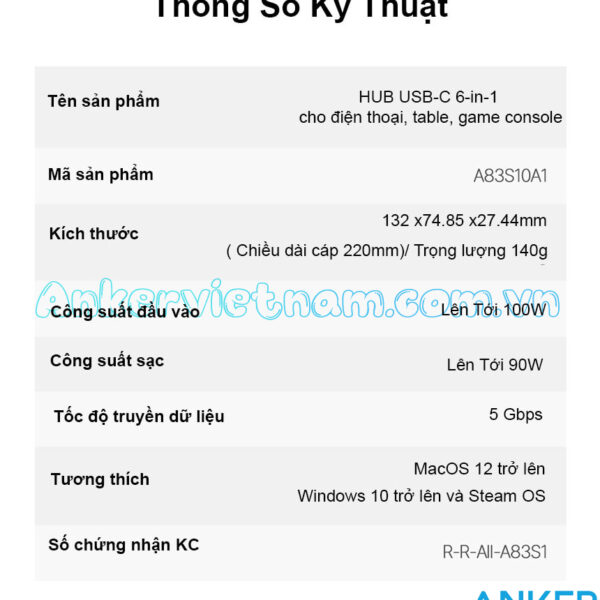 Hub Mở Rộng USB-C Cho Điện Thoại, Tablet, Game Console Hỗ Trợ HDMI 4K@60Hz + USB-A 3.2 Gen 1+USB-C 3.2 Gen 1+ RJ45 Tốc Độ 1Gbps + PD 100W Anker A83S1 18 Hub-USB-C Sang HDMI 4K@60Hz + USB 3.2 Gen 1 + USB-C 3.2 Gen 1 + Lan 1Gbps + PD 100W Có giá đỡ cho điện thoại, tablet, game console Anker A83S1