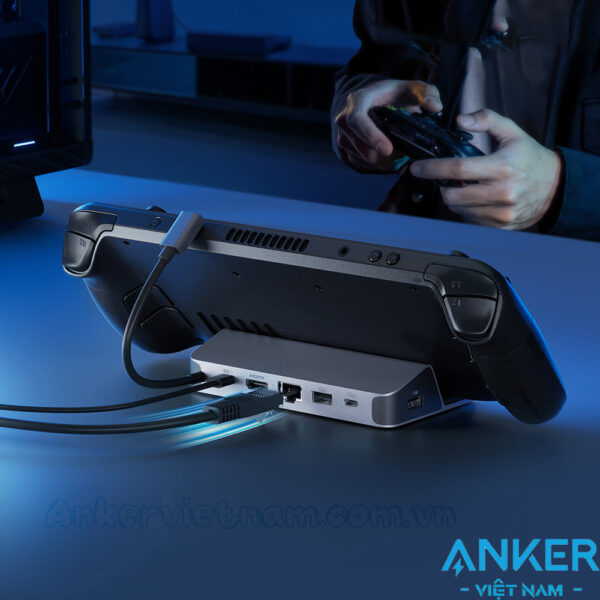 Hub Mở Rộng USB-C Cho Điện Thoại, Tablet, Game Console Hỗ Trợ HDMI 4K@60Hz + USB-A 3.2 Gen 1+USB-C 3.2 Gen 1+ RJ45 Tốc Độ 1Gbps + PD 100W Anker A83S1 14 Hub-USB-C Sang HDMI 4K@60Hz + USB 3.2 Gen 1 + USB-C 3.2 Gen 1 + Lan 1Gbps + PD 100W Có giá đỡ cho điện thoại, tablet, game console Anker A83S1