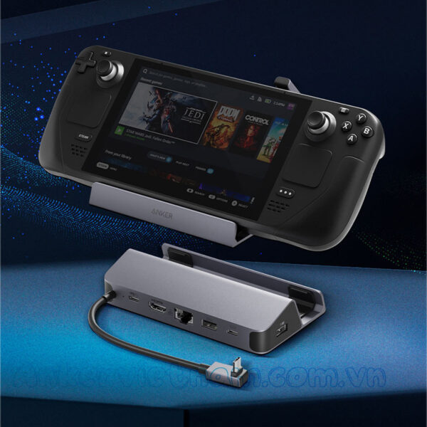 Hub Mở Rộng USB-C Cho Điện Thoại, Tablet, Game Console Hỗ Trợ HDMI 4K@60Hz + USB-A 3.2 Gen 1+USB-C 3.2 Gen 1+ RJ45 Tốc Độ 1Gbps + PD 100W Anker A83S1 13 Hub-USB-C Sang HDMI 4K@60Hz + USB 3.2 Gen 1 + USB-C 3.2 Gen 1 + Lan 1Gbps + PD 100W Có giá đỡ cho điện thoại, tablet, game console Anker A83S1