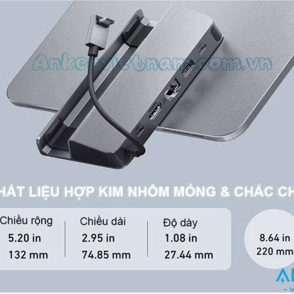 Hub Mở Rộng USB-C Cho Điện Thoại, Tablet, Game Console Hỗ Trợ HDMI 4K@60Hz + USB-A 3.2 Gen 1+USB-C 3.2 Gen 1+ RJ45 Tốc Độ 1Gbps + PD 100W Anker A83S1 8 Hub-USB-C Sang HDMI 4K@60Hz + USB 3.2 Gen 1 + USB-C 3.2 Gen 1 + Lan 1Gbps + PD 100W Có giá đỡ cho điện thoại, tablet, game console Anker A83S1