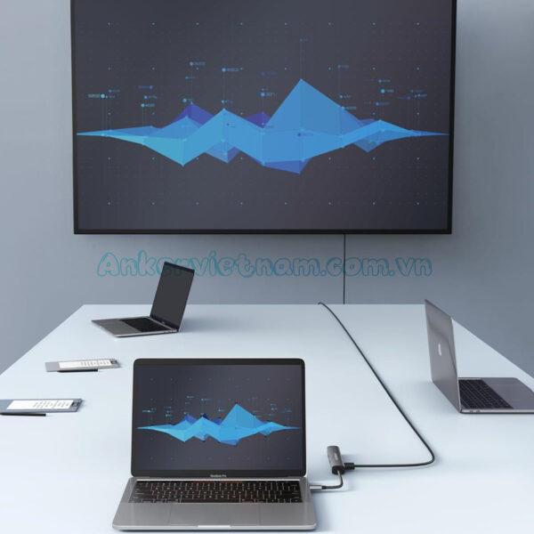 Hub Type C Sang HDMI 4K + 3* USB 3.0 +LAN 1Gbps Anker 533-A8338 4 HUB USB-C 5 trong 1 Hỗ Trợ HDMI 4K@30Hz + 3 Cổng USB 3.0+ RJ45 Tốc Độ 1Gbps Anker 533-A8338