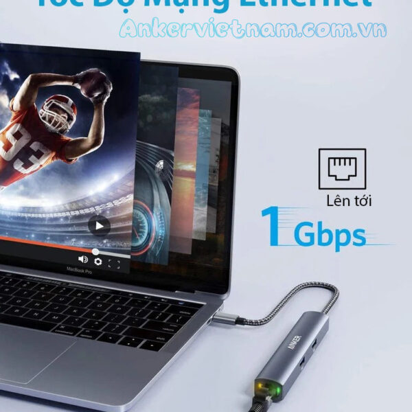 Hub Type C Sang HDMI+2*USB+USB Type C + RJ45 1Gbps + PD65W Anker 543- A8365 2 Hub USB-C Sang HDMI+ USB+Lan+USB Type C + PD65W Anker 543-A8365