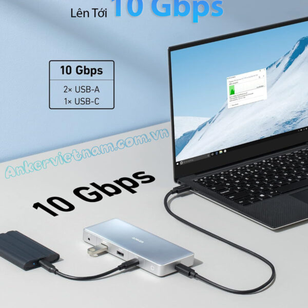 Hub USB-C Hỗ Trợ Xuất 3 Màn Hình Cùng lúc 2xHDMI + 1x Displayport,1x-LAN-2x-USB-3.0-1x-USB-C1x-Audio-3.5mm-1x-SD-1x-TF-PD100W-Anker 575-A83A0