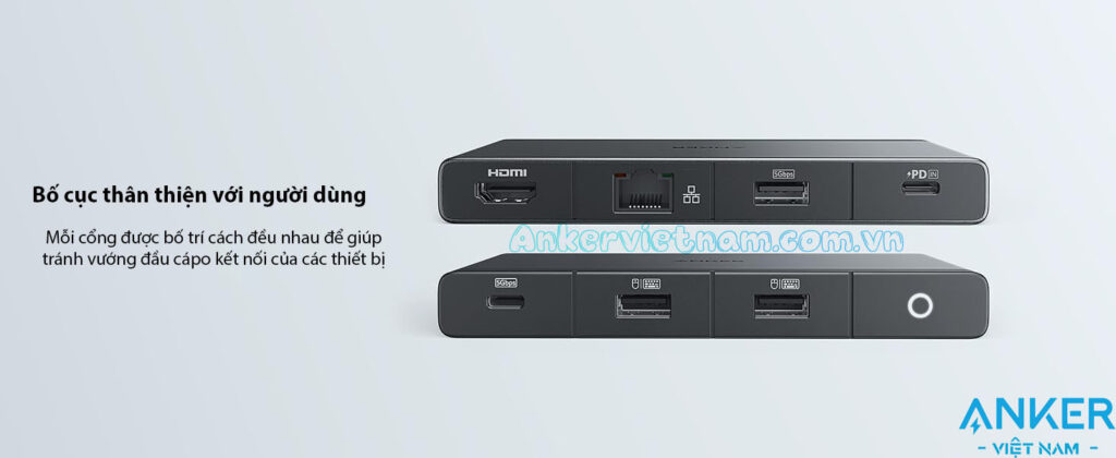 Hub USB Anker 552 Hỗ Trợ HDMI+2xUSB 2.0 +1x USB 3.0 + 1SD+ 1TF+ 1x USB-C+ 1x PD100W A8373