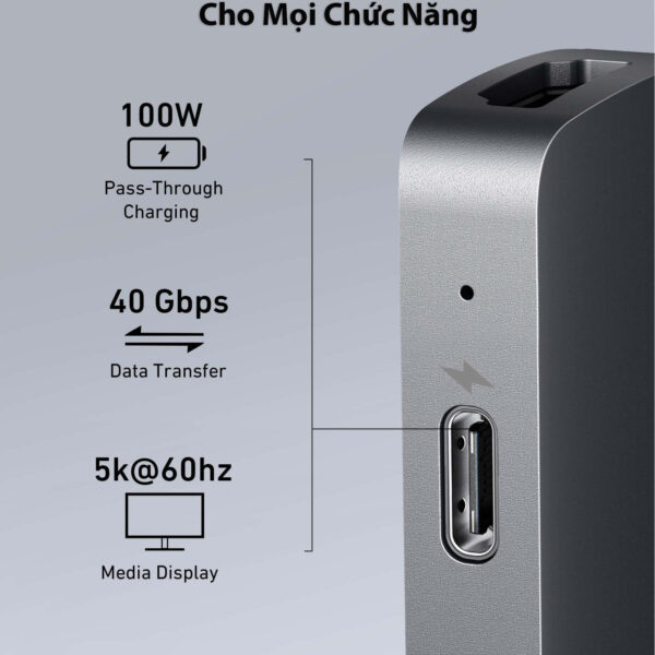 Dock USB-C Gắn Cho Macbook Mở rộng cổng HDMI, USB, USB-C, SD/TF, PD100W Anker 547A8371