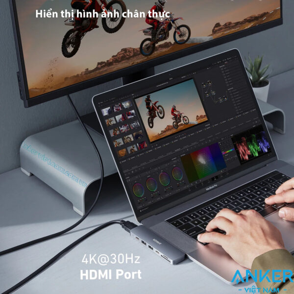 Dock USB-C Gắn Cho Macbook Mở rộng cổng HDMI, USB, USB-C, SD/TF, PD100W Anker 547A8371