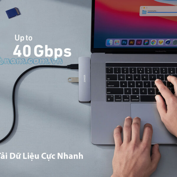 Dock USB-C Gắn Cho Macbook Mở rộng cổng HDMI, USB, USB-C, SD/TF, PD100W Anker 547A8371