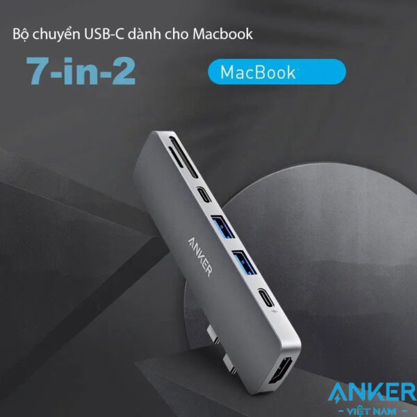 Dock USB-C Gắn Cho Macbook Mở rộng cổng HDMI, USB, USB-C, SD/TF, PD100W Anker 547A8371