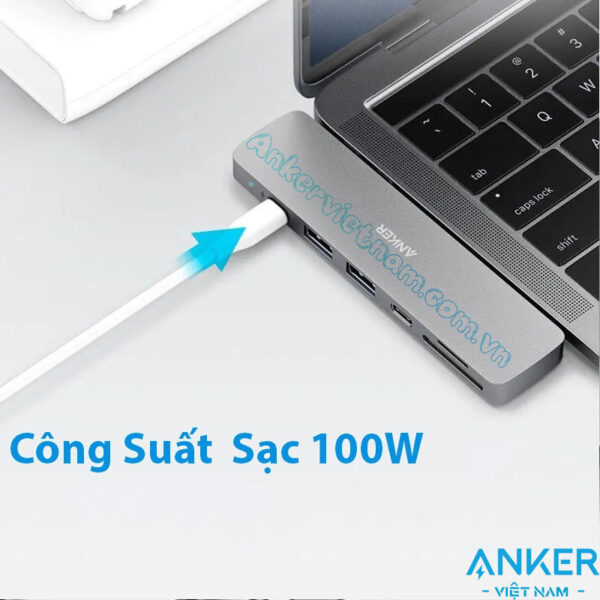 Dock USB-C Gắn Cho Macbook Mở rộng cổng HDMI, USB, USB-C, SD/TF, PD100W Anker 547A8371