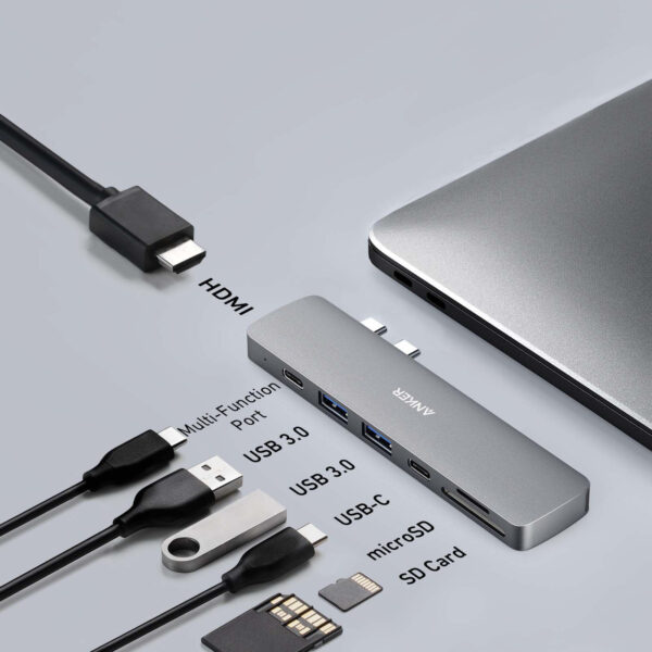 Dock USB-C Gắn Cho Macbook Mở rộng cổng HDMI, USB, USB-C, SD/TF, PD100W Anker 547A8371