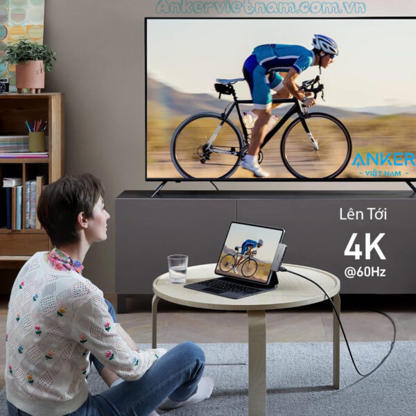 Hub USB-C Cho iPad Hỗ Trợ Cổng HDMI 4K@30Hz + USB 5Gbps+ SD/TF+ Audio 3.5mm + USB-C Đa Chức Năng Sạc PD60W Abjer A8363