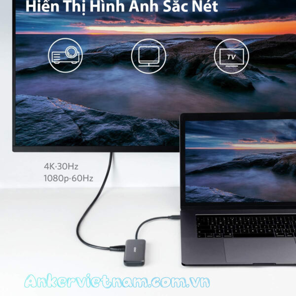 Bộ Chuyển Đổi USB Type C Sang HDMI + USB+ SD/TF Anker A8334