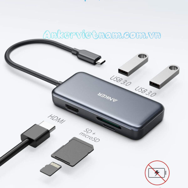 Bộ Chuyển Đổi USB Type C Sang HDMI + USB+ SD/TF Anker A8334