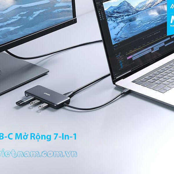 Bộ Chuyển USB-C To HDMI + 2xUSB 3.0 + USB-C + SD/TF +PD100W Anker A8346