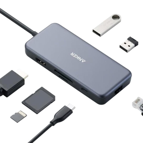 Hub USB Type C Sang HDMI + 2xUSB + SD/TF +RJ45 1Gbps + PD60W Anker A8352 2 Hub USB-C 7 -in-1 Anker A8352 Hỗ Trợ HDMI + USB+SD/TF +RJ45 +PD60W