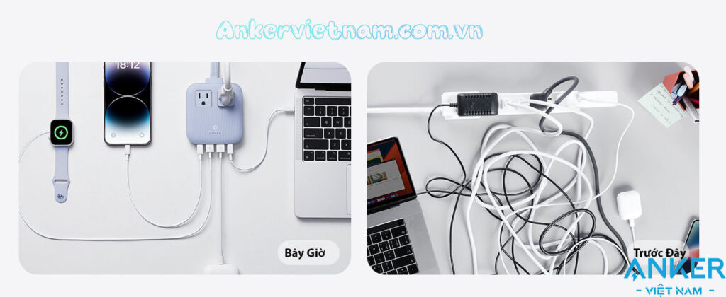Ổ Cắm Điện Đa Năng Kèm Cổng USB Và Cổng Sạc USB-C Anker A9129 Nano Charing Station