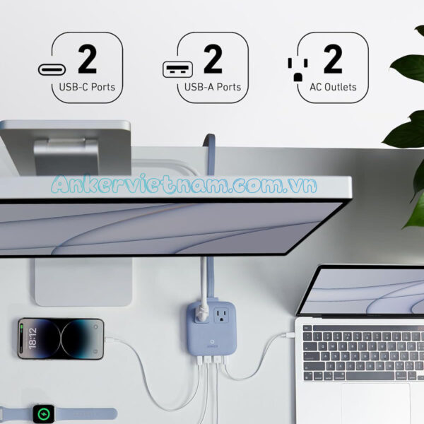 Ổ Cắm Điện Đa Năng Kèm Cổng USB Và Cổng Sạc USB-C Anker A9129 Nano Charing Station