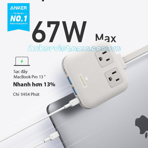 Ổ Cắm Điện Đa Năng Kèm Cổng USB Và Cổng Sạc USB-C Anker A9129 Nano Charing Station
