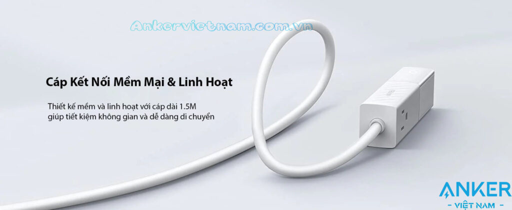 Ổ Cắm Điện Đa Năng 5 Cổng 2 Chân AC 2 Cổng USB-A 1 Cổng USB-C PD 30W Anker 511 A9127