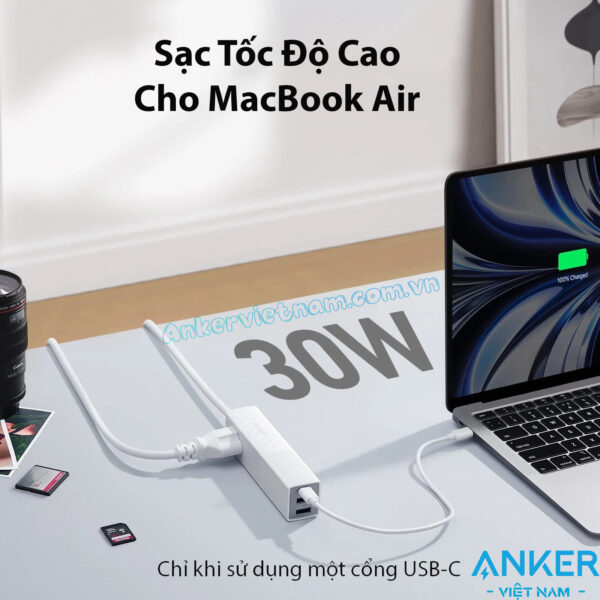Ổ Điện Kèm 5 Chân Cắm 2AC+ 2 USB-A +1 USB-C Anker 511 Sạc PD 30W A9127 3 Ổ Cắm Điện Đa Năng 5 Cổng 2 Chân AC 2 Cổng USB-A 1 Cổng USB-C PD 30W Anker 511 A9127
