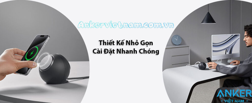 Trạm Sạc Anker MagGo Kèm ổ cắm điện và 2 cổng USB-C 2 Cổng USB-A Công Nghệ Qi2 A91C5