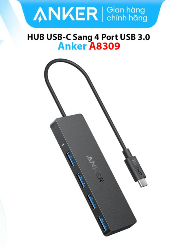 Hub USB-C Sang 4 Cổng USB 3.0 Anker A8309