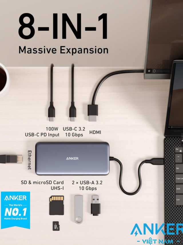 Anker 555 Hub USB-C 8 in 1 Hỗ Trợ HDMI 4K@60Hz A8383