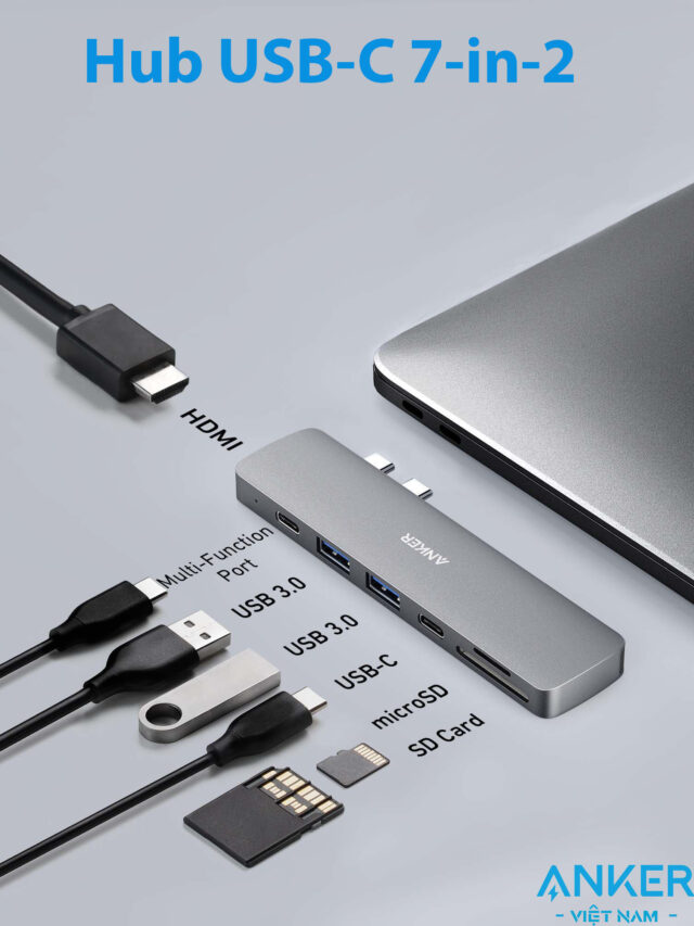 Anker 547 Hub USB C cho Macbook 7 in 2 Hỗ Trợ HDMI 4K, USB , USB Type C, SD/TF, PD100W A8371