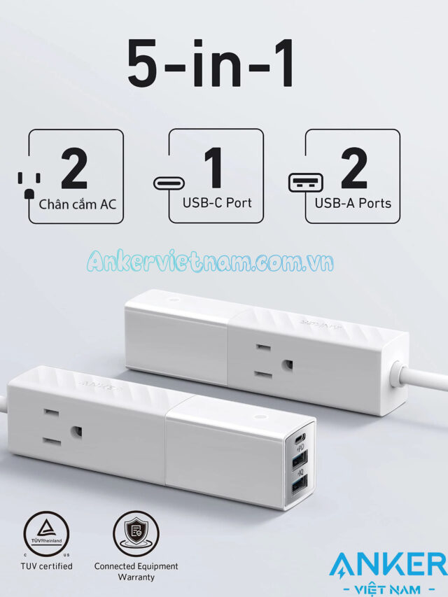 Anker 511 Ổ Điện Đa Năng Kèm Cổng USB PD30W A9127