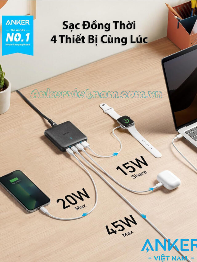 Anker 543 Trạm Sạc 2A2C 65W Powerport Atom III A2046