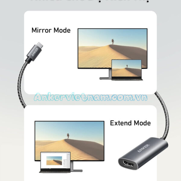 Cáp USB-C Sang HDMI 8K@60Hz 4K@144Hz Anker 518 A8317