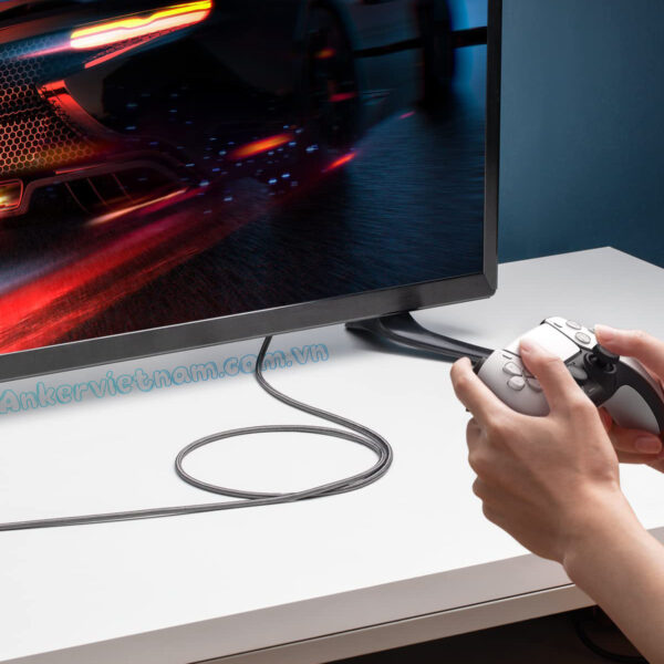 Cáp HDMI 2.1 Dài 2M Dây Bện Nylon Hỗ Trợ 8K@60Hz , 4K@120Hz HDR eARC Băng Thông 48Gbps Anker A8743 6 Cáp HDMI 2.1 Dài 2M Hỗ Trợ 8K@60Hz 4K@120Hz HDR eArc Băng Thông 48Gbps Dây Bện Nylon Anker A8743