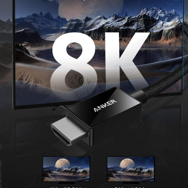 Cáp HDMI 2.1 Dài 2M Dây Bện Nylon Hỗ Trợ 8K@60Hz , 4K@120Hz HDR eARC Băng Thông 48Gbps Anker A8743 2 Cáp HDMI 2.1 Dài 2M Hỗ Trợ 8K@60Hz 4K@120Hz HDR eArc Băng Thông 48Gbps Dây Bện Nylon Anker A8743