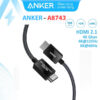 Cáp HDMI 2.1 Dài 2M Hỗ Trợ 8K@60Hz 4K@120Hz HDR eArc Băng Thông 48Gbps Dây Bện Nylon Anker A8743