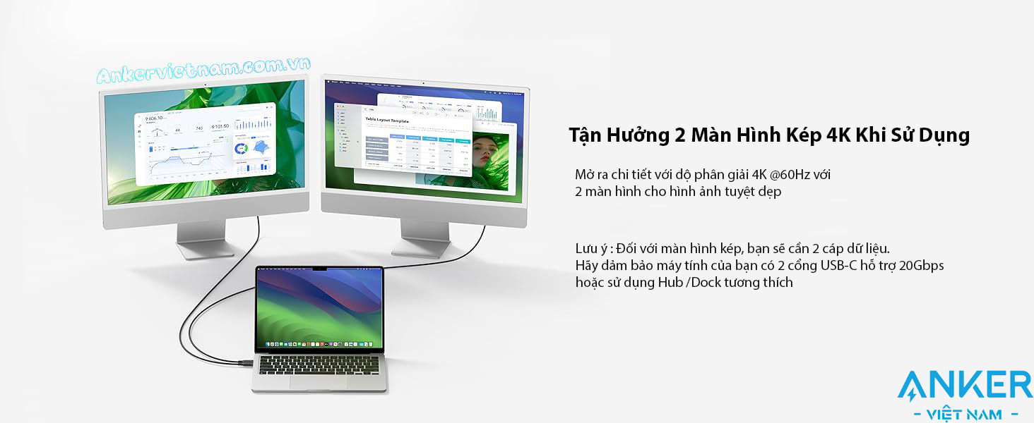 Cáp Sạc USB-C 2 Đầu USB4 Hỗ Trợ 4K@60Hz, truyền dữ liệu 20Gbps, Sạc 240W Anker A80N1