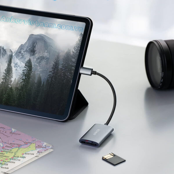 Đầu Đọc Thẻ Nhớ USB-C Hỗ Trợ SD/TF Chuẩn 4.0 Tốc Độ 312MB/S Anker A8328 3 Đầu Đọc Thẻ Nhớ Type C SD/TF Công Nghệ SD 4.0 Tốc Độ 312MB/S Anker A8328