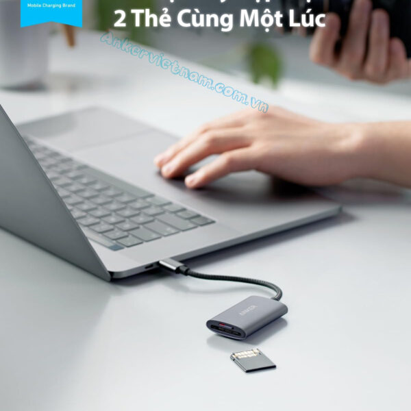 Đầu Đọc Thẻ Nhớ USB-C Hỗ Trợ SD/TF Chuẩn 4.0 Tốc Độ 312MB/S Anker A8328 2 Đầu Đọc Thẻ Nhớ Type C SD/TF Công Nghệ SD 4.0 Tốc Độ 312MB/S Anker A8328