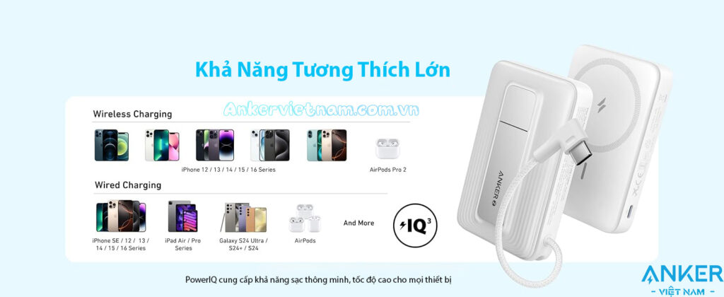 Pin dự phòng từ tính 10000 mah Anker Zolo 1 Cổng C 30W A1685
