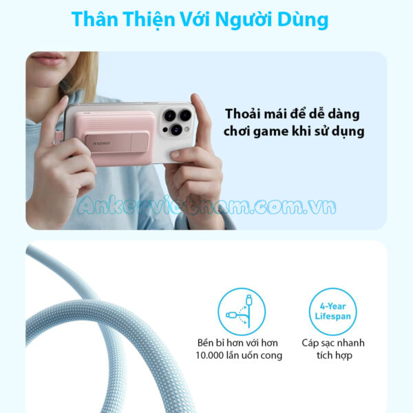 Pin dự phòng từ tính 10000 mah Anker Zolo 1 Cổng C 30W A1685