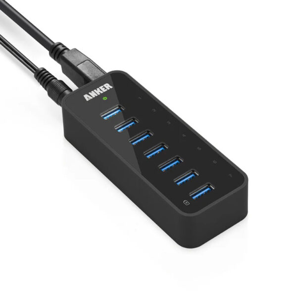 Bộ Hub Chia 7 Cổng USB 3..0 Có 1 Cổng Sạc Anker A7505 Kèm Nguồn 12V3A