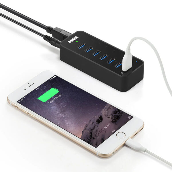 Bộ Chia 7 Cổng USB 3.0 Với 1 Cổng Có Thể Sạc Kèm Nguồn 12V/3A Anker A7505 4 Bộ Hub Chia 7 Cổng USB 3..0 Có 1 Cổng Sạc Anker A7505 Kèm Nguồn 12V3A