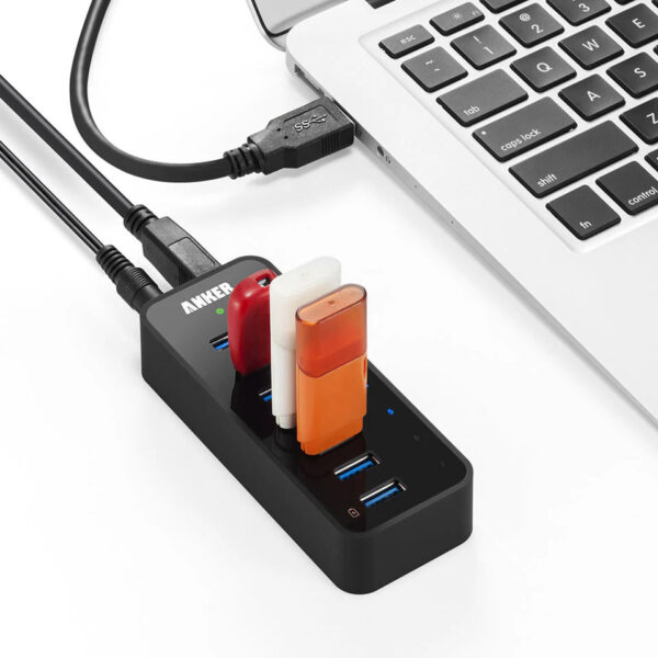 Bộ Chia 7 Cổng USB 3.0 Với 1 Cổng Có Thể Sạc Kèm Nguồn 12V/3A Anker A7505 3 Bộ Hub Chia 7 Cổng USB 3..0 Có 1 Cổng Sạc Anker A7505 Kèm Nguồn 12V3A